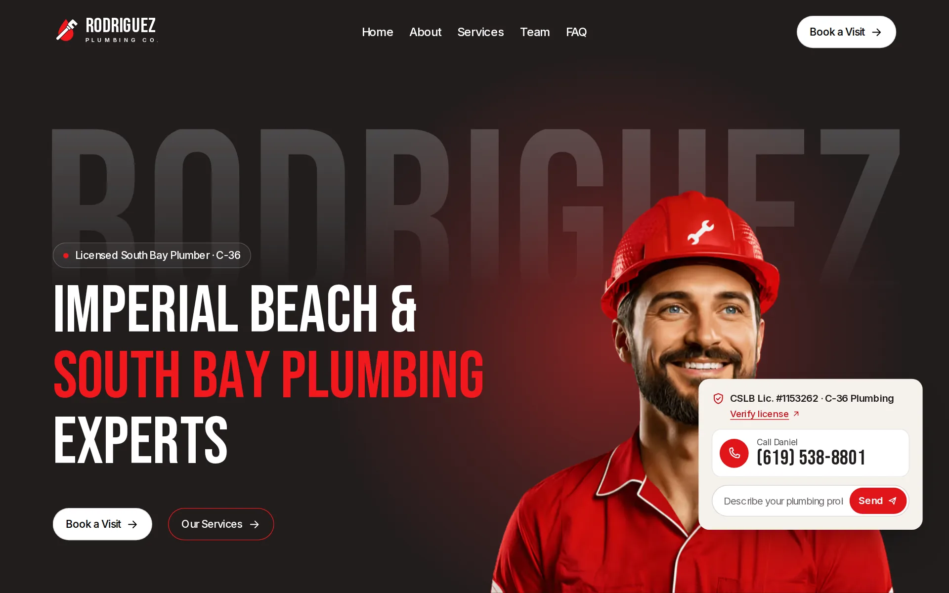 Rodriguez Plumbing homepage concept