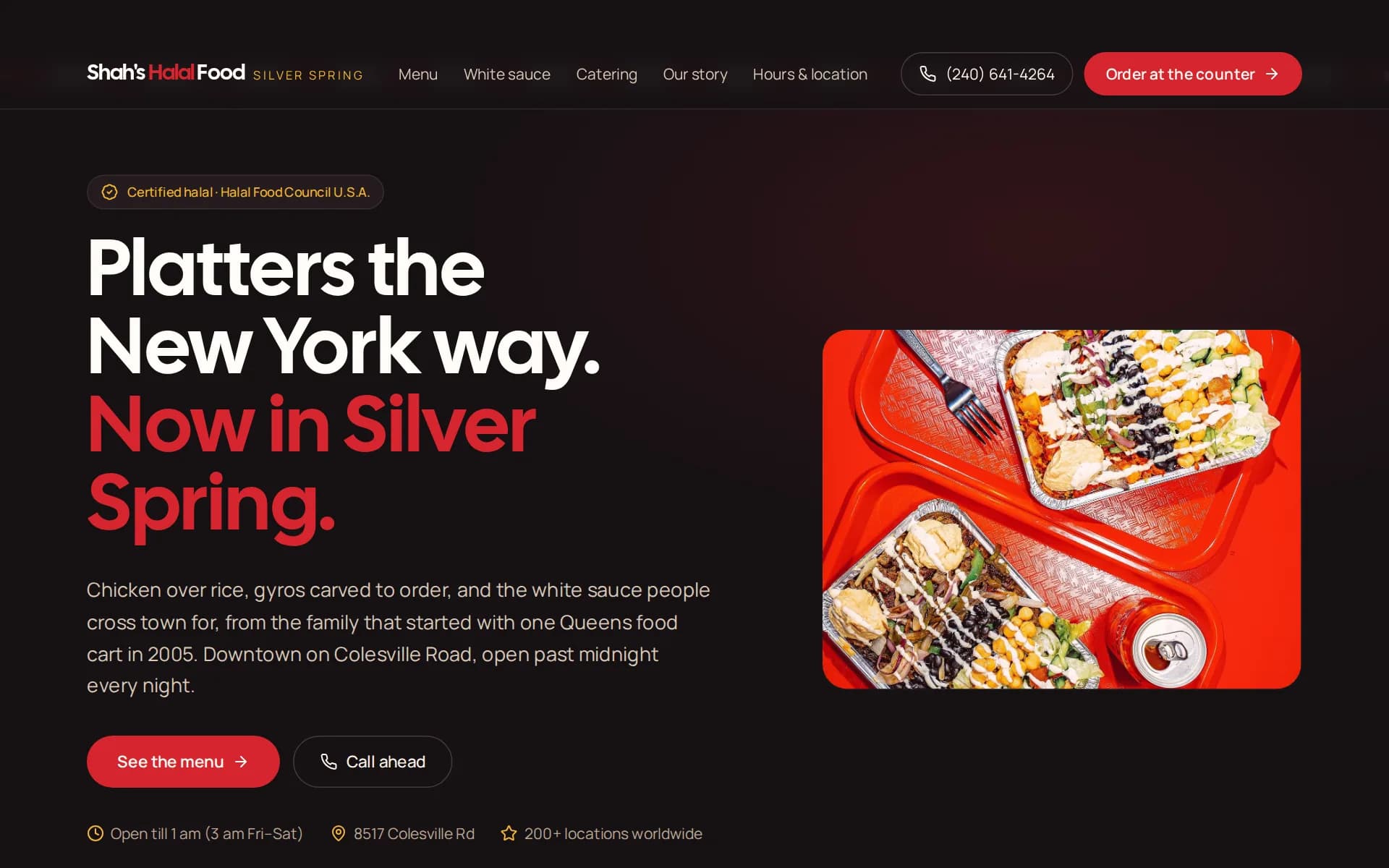 Shah's Halal Food homepage concept