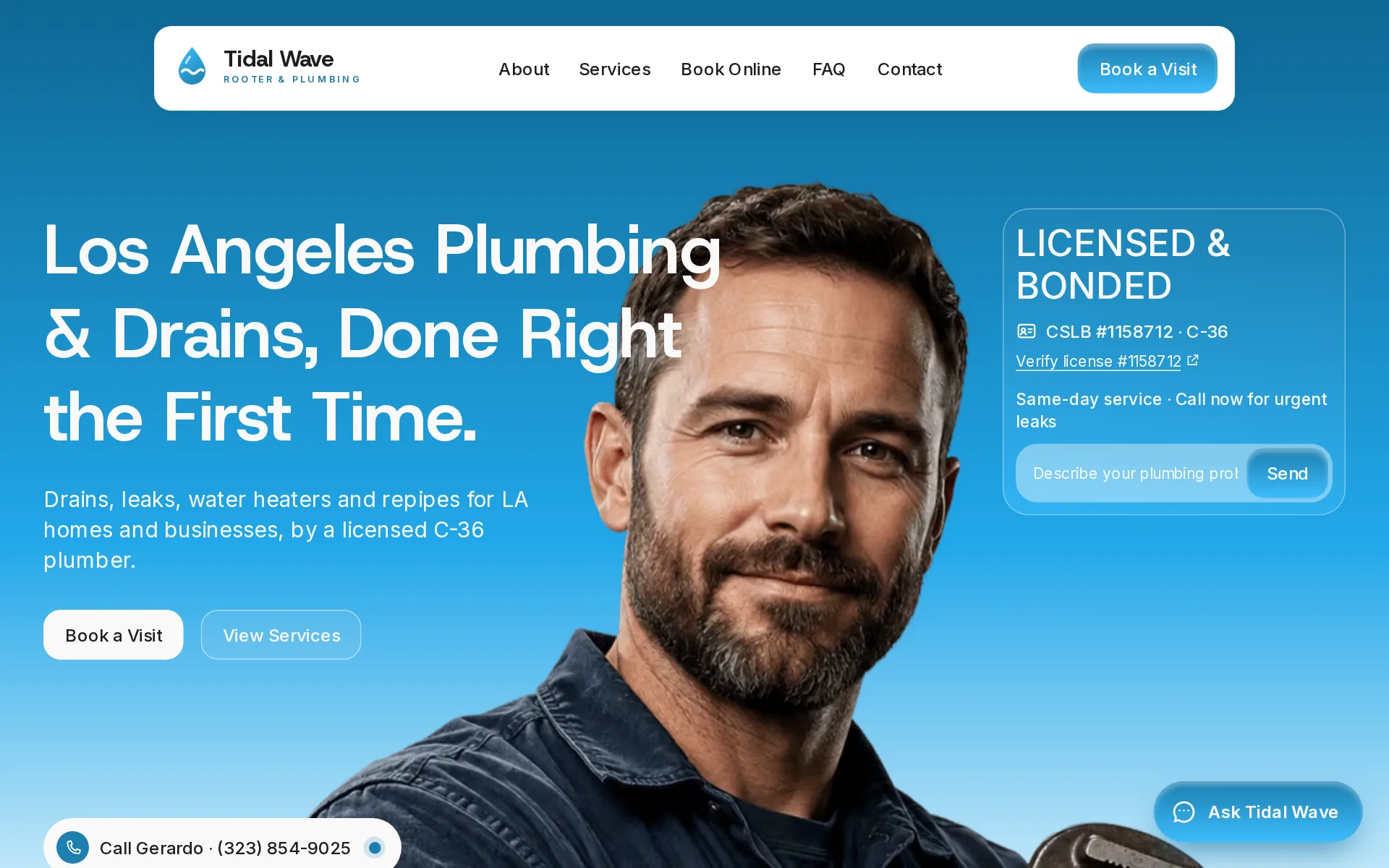 Tidal Wave Plumbing homepage concept